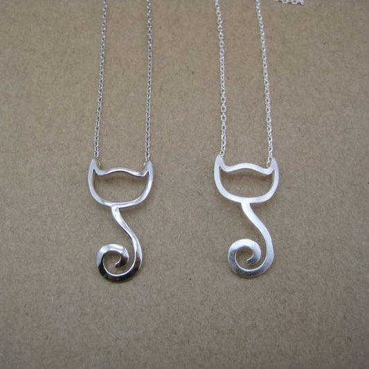 Cute Cat 925 Sterling Silver Necklace