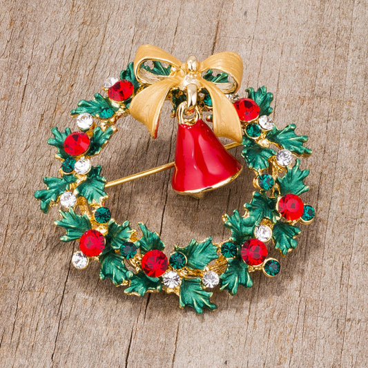 Wreath Brooch with Crystals