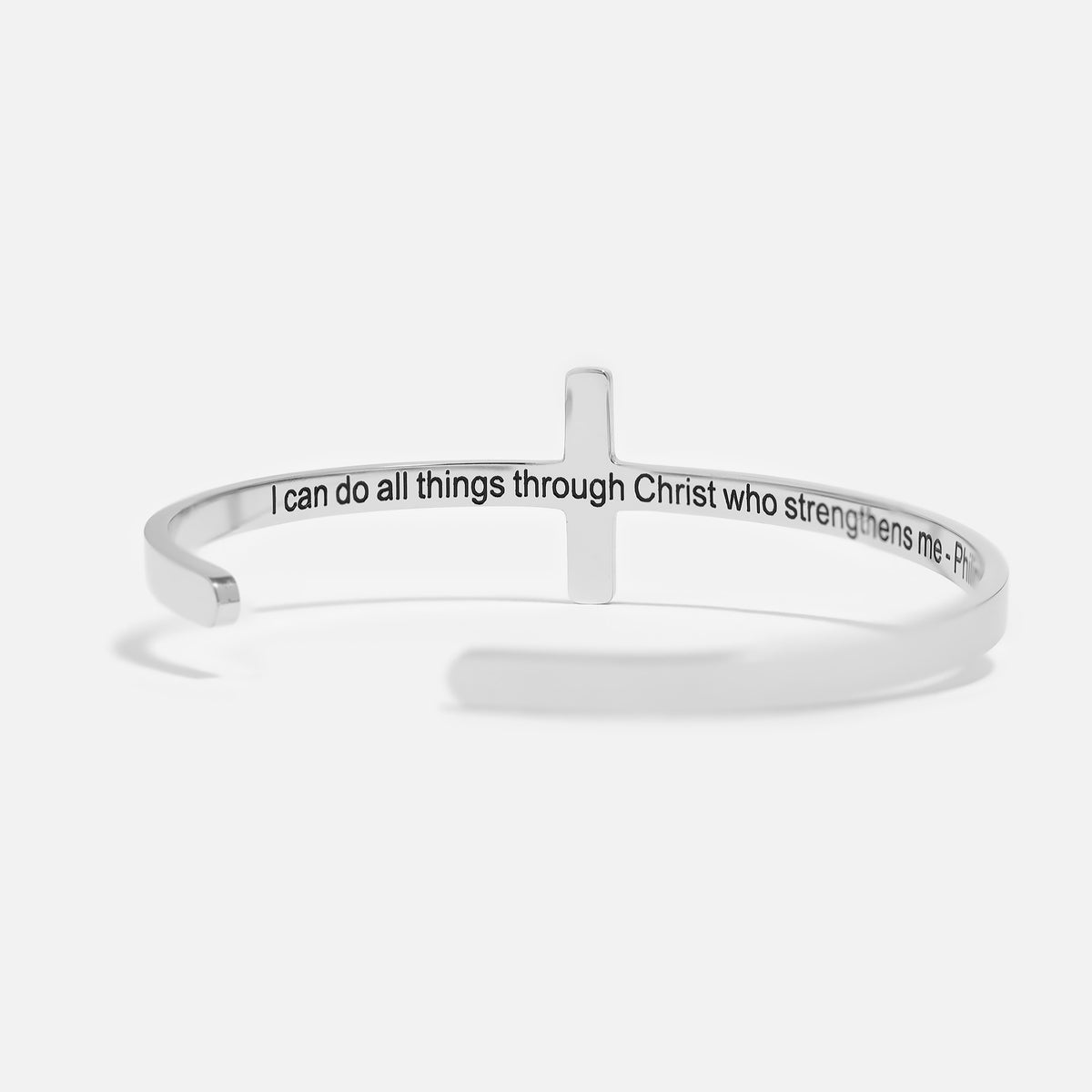18K Gold Philippians 4:13 Cross Cuff Bracelet