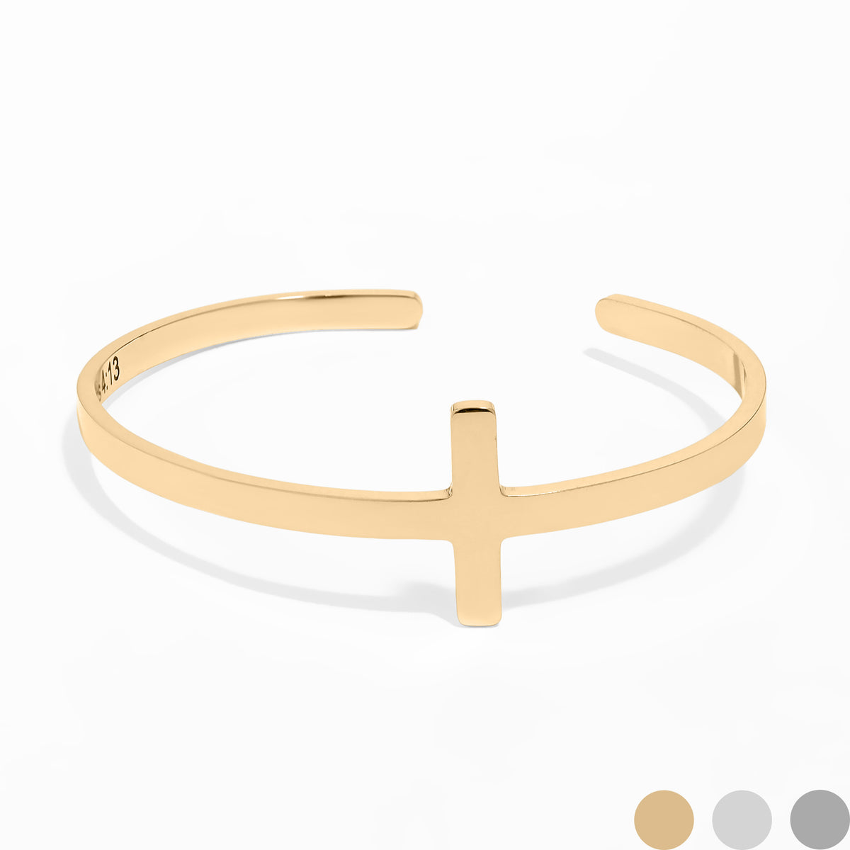 18K Gold Philippians 4:13 Cross Cuff Bracelet