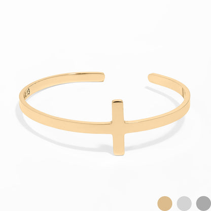 18K Gold Philippians 4:13 Cross Cuff Bracelet