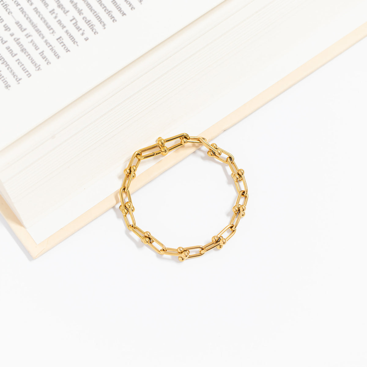 18K Gold PVD 316L Stainless Steel Hardware Bracelet