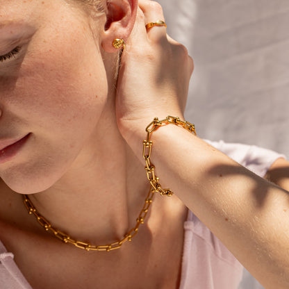 18K Gold PVD 316L Stainless Steel Hardware Bracelet