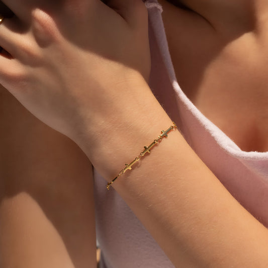 18K Gold PVD Cross Chain Bracelet