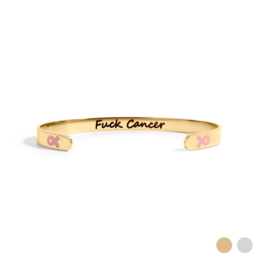 18K Gold PVD Adjustable Cancer Ribbon Bangle