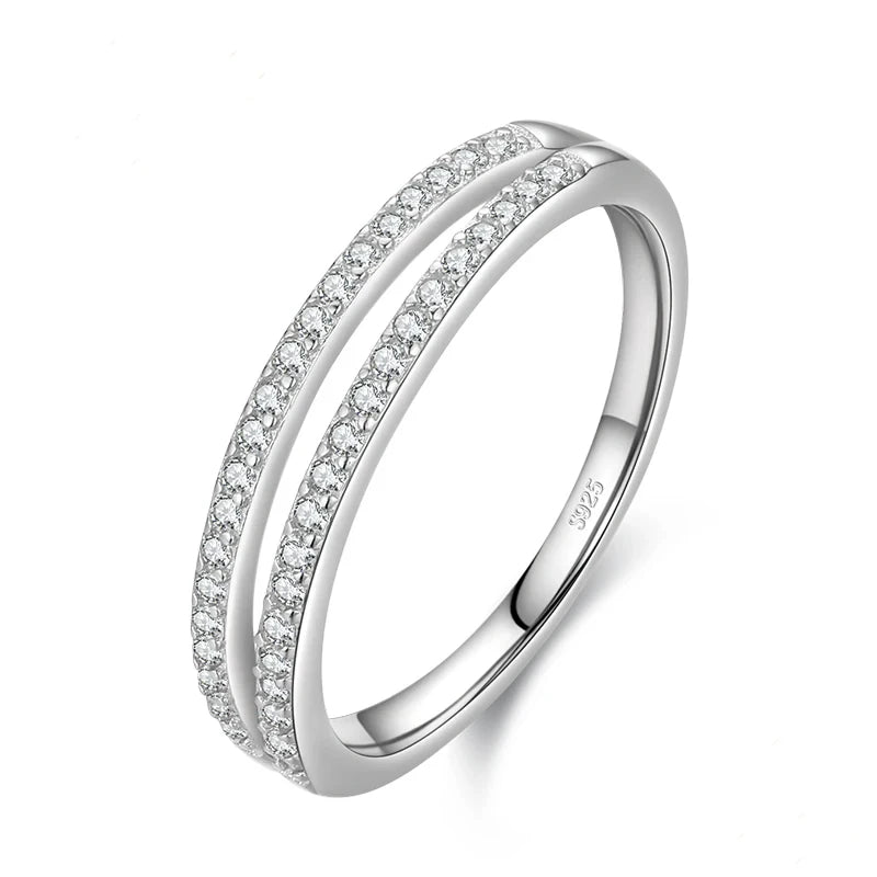 Sterling Silver Engagement Double Row Ring