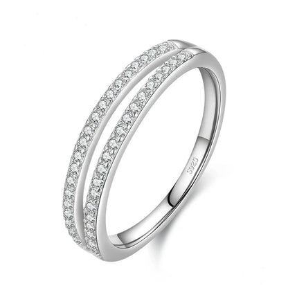 Sterling Silver Engagement Double Row Ring