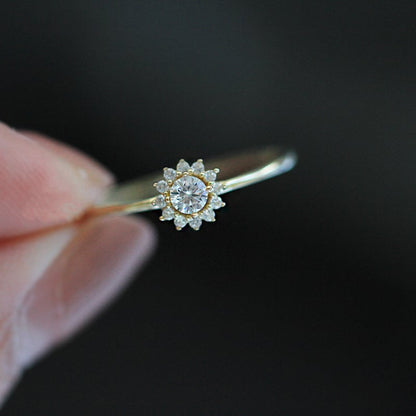Cubic Zirconia Delicate Sunflower Ring