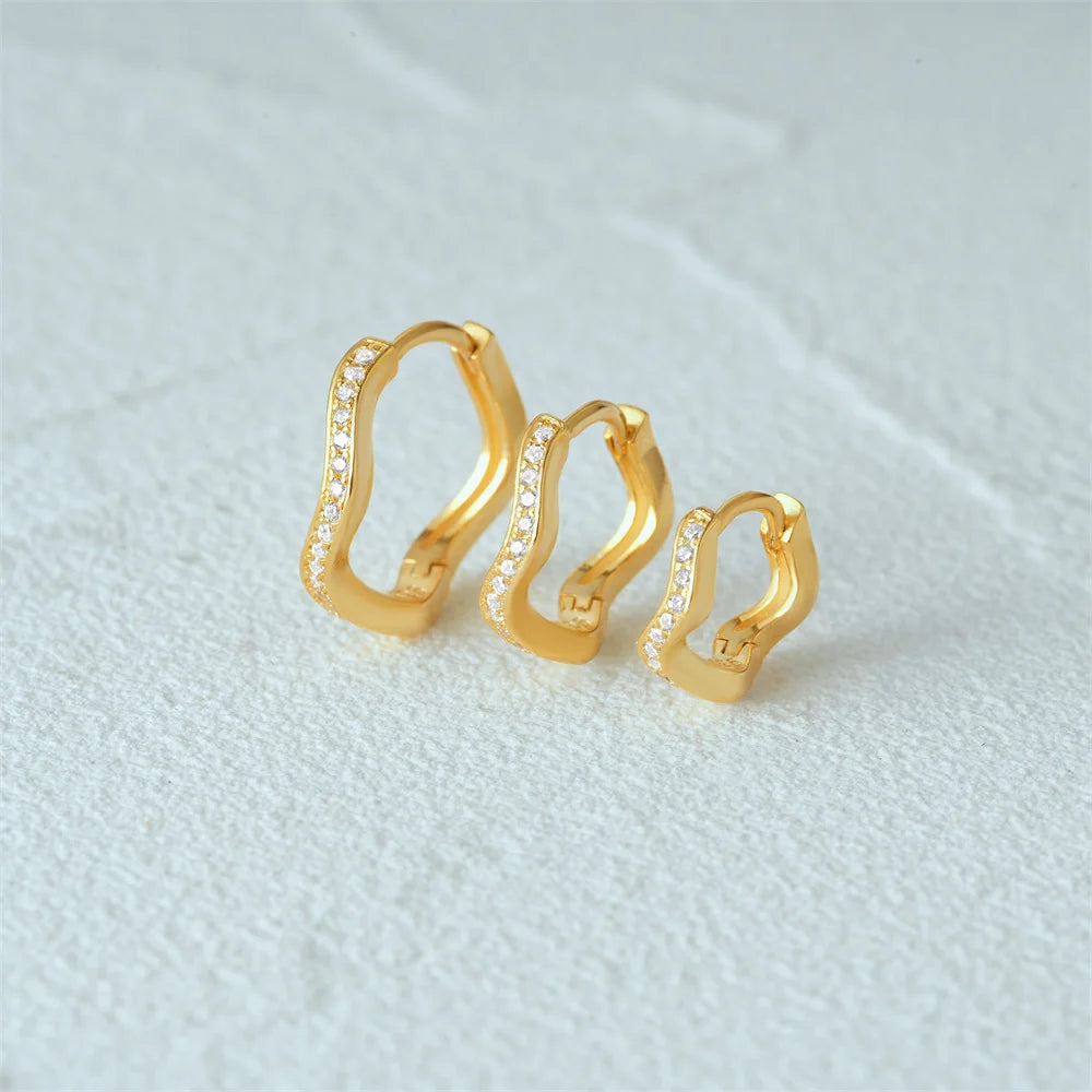 Cubic Zirconia Wave Hoop Earrings Set