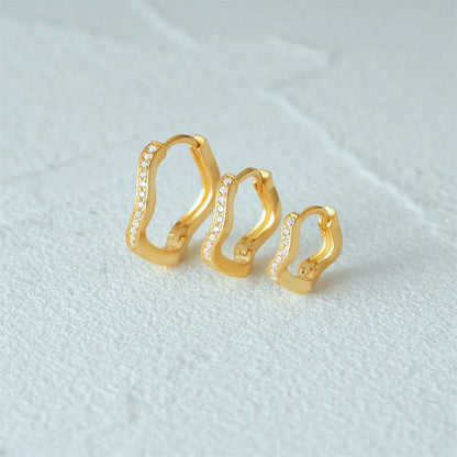 Cubic Zirconia Wave Hoop Earrings Set