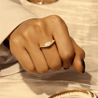 Cubic Zirconia Wave Ring in Sterling Silver - Size 7