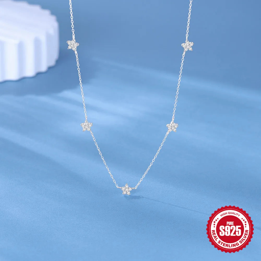 Sterling Silver Flower Collarbone Necklace