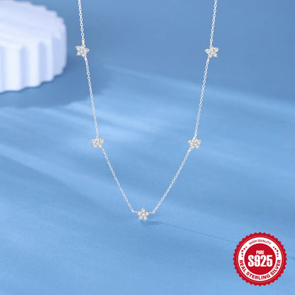Sterling Silver Flower Collarbone Necklace