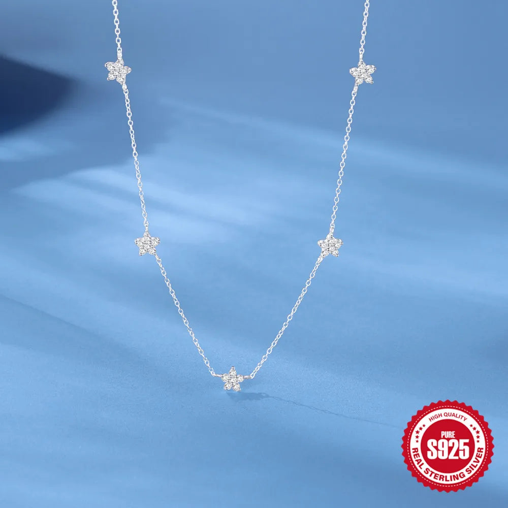 Sterling Silver Flower Collarbone Necklace