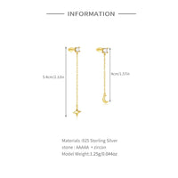 Gold Plated Star and Moon Drop Earrings