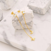 Gold Plated Star and Moon Drop Earrings