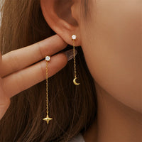 Gold Plated Star and Moon Drop Earrings