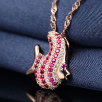 Sweet Tropical Fish Pink Cubic Zirconia 925 Sterling Silver Pendant