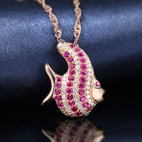 Sweet Tropical Fish Pink Cubic Zirconia 925 Sterling Silver Pendant