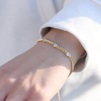 Solid Sterling Silver Gold Bracelet with Cubic Zirconia