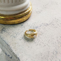 Created Shell Pearl Star Adjustable Ring, 925 Sterling Silver