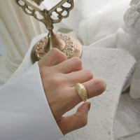 Created Shell Pearl Star Adjustable Ring, 925 Sterling Silver
