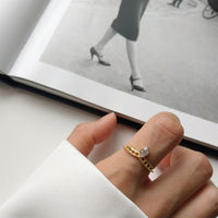Waterdrop Crystal Crown 925 Sterling Silver Adjustable Ring