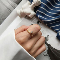 Waterdrop Crystal Crown 925 Sterling Silver Adjustable Ring