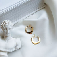 Geometric Square 18K Gold-Plated 925 Sterling Silver Earrings