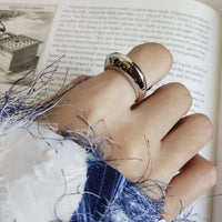 Simple Section Sterling Silver Adjustable Ring