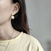 Freshwater Pearl Flower Dangling Earrings, 925 Sterling Silver