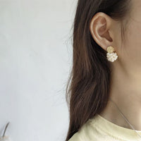 Freshwater Pearl Flower Dangling Earrings, 925 Sterling Silver