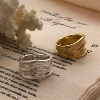 Wide Irregular 925 Sterling Silver Adjustable Ring