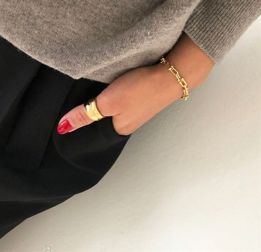 Wide Irregular 925 Sterling Silver Adjustable Ring