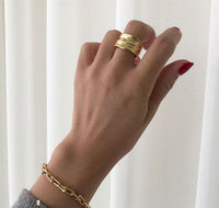 Wide Irregular 925 Sterling Silver Adjustable Ring
