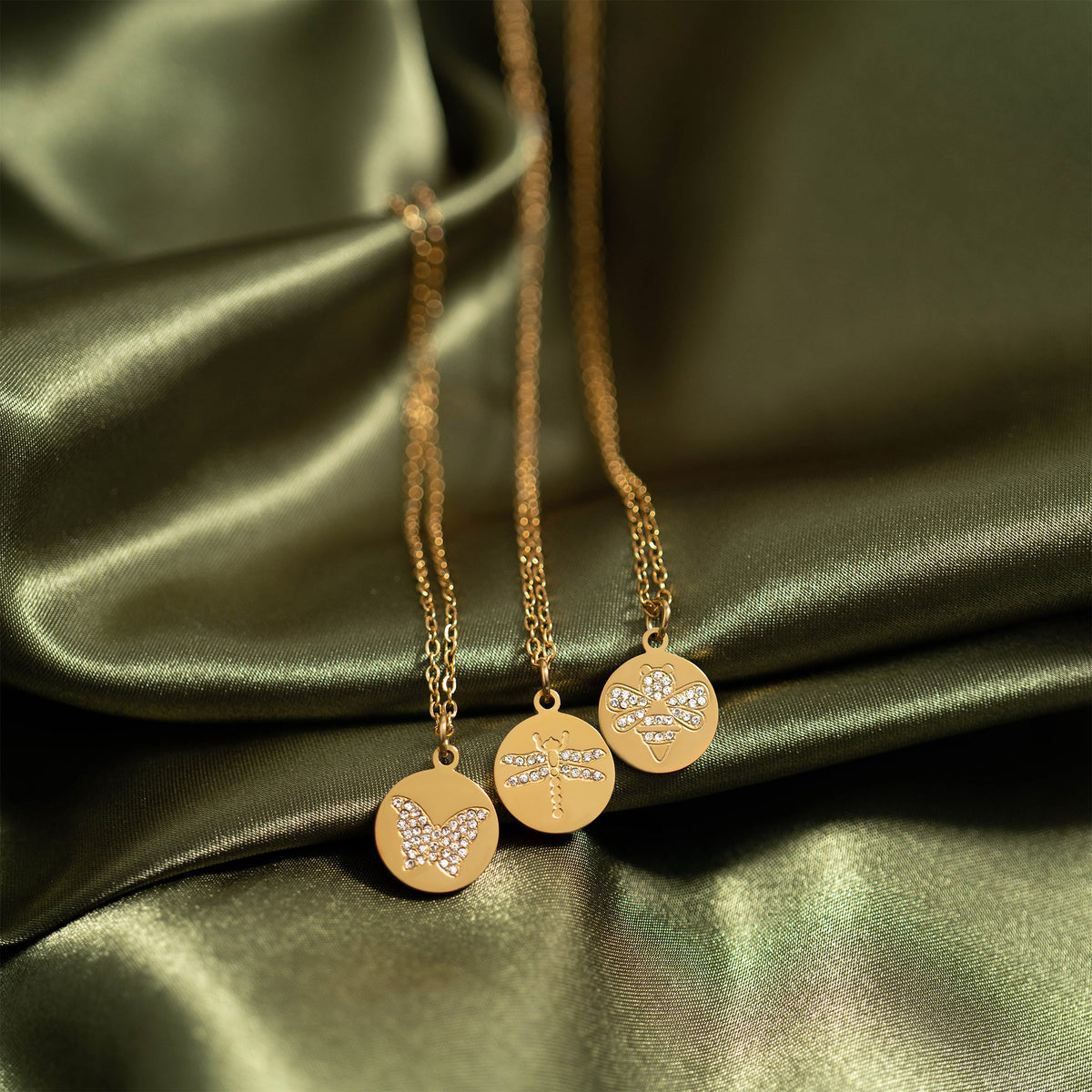 18K Gold PVD Bee Pendant Necklace