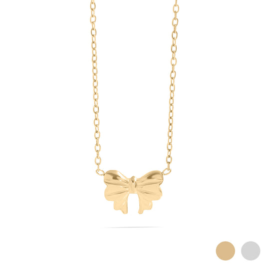 18K Gold PVD Bow Pendant Necklace