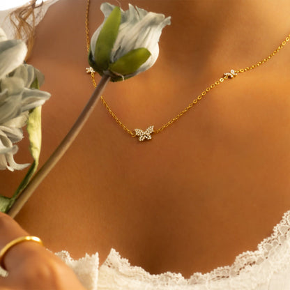 18K Gold Butterfly Necklace