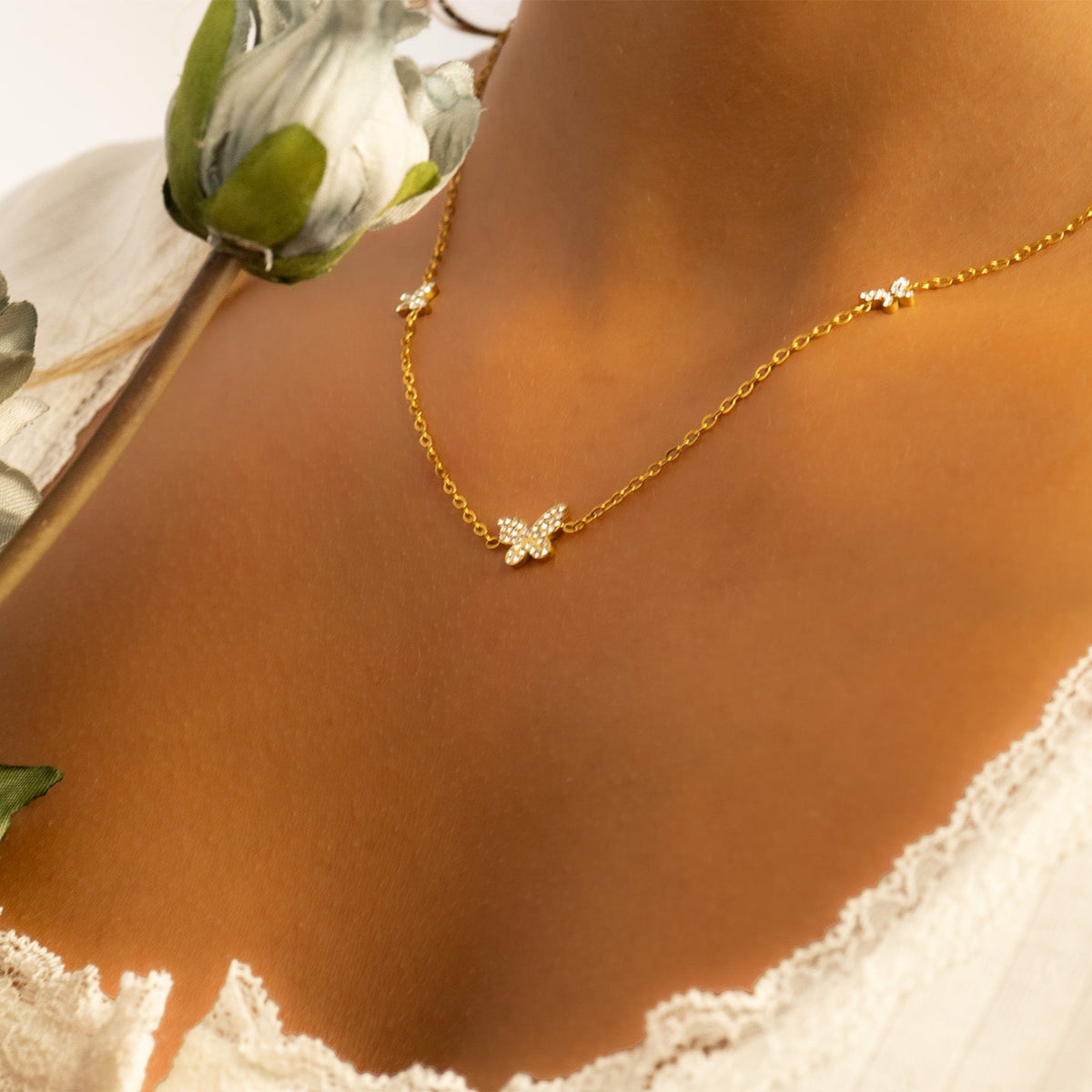 18K Gold Butterfly Necklace