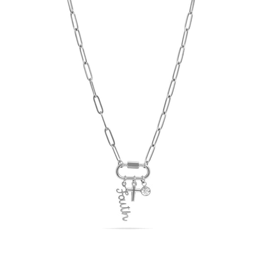 18K Gold PVD Cross Carabiner Necklace