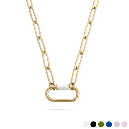 18K Gold PVD Colorful Carabiner Necklace