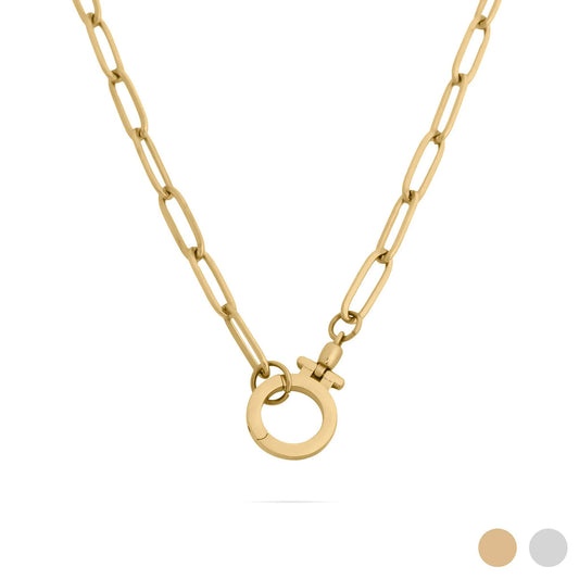 18K Gold PVD Circle Carabiner Necklace