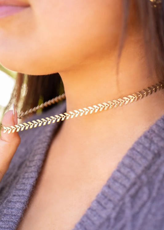 18K Gold PVD Chevron Chain Necklace