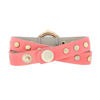 Pink Studded Round Wrap Watch