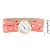 Pink Studded Round Wrap Watch