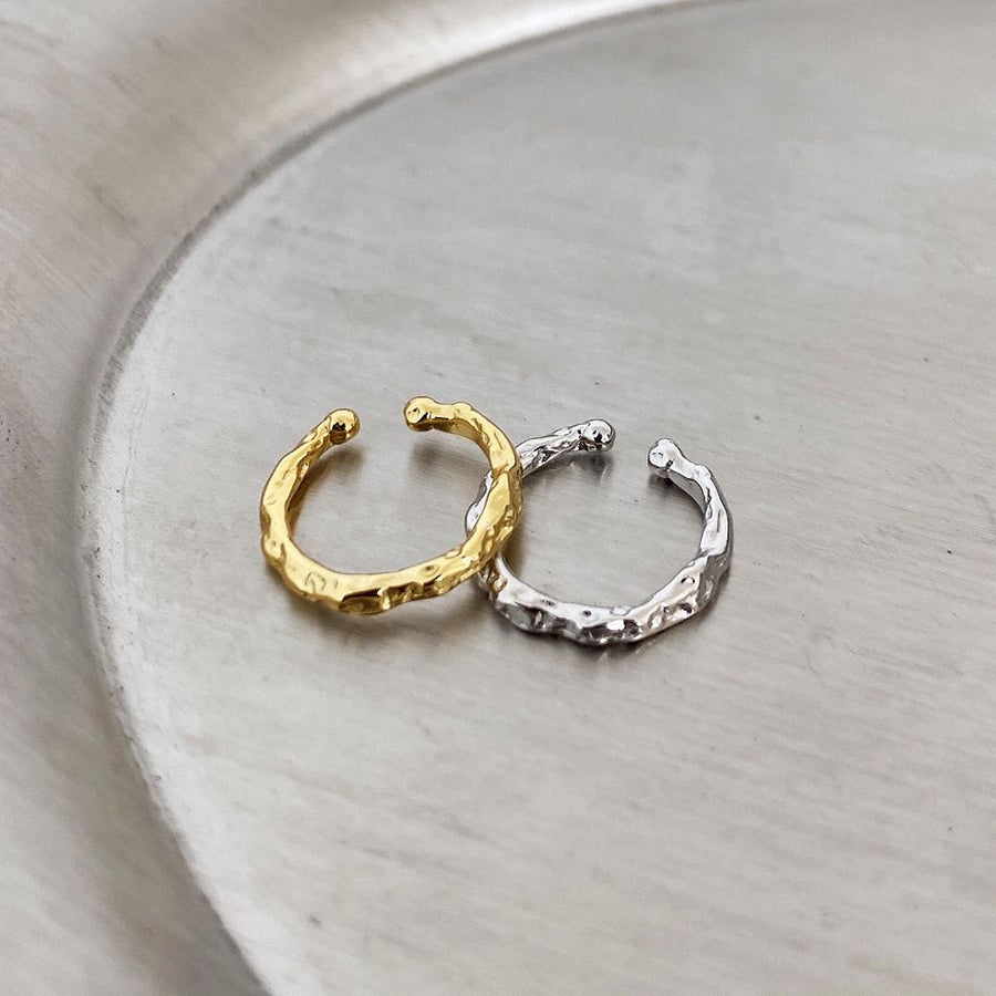 925 Sterling Silver Irregular Burned Non-Pierced Earring (Single)