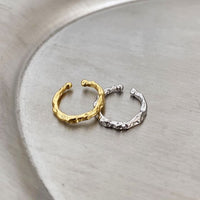 925 Sterling Silver Irregular Burned Non-Pierced Earring (Single)