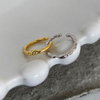 925 Sterling Silver Irregular Burned Non-Pierced Earring (Single)