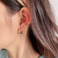 925 Sterling Silver Irregular Burned Non-Pierced Earring (Single)