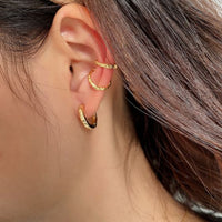 925 Sterling Silver Irregular Burned Non-Pierced Earring (Single)